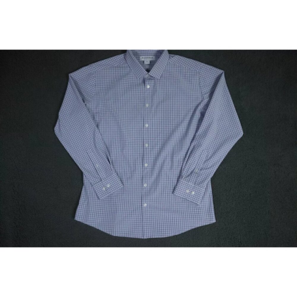 Mizzen + Main ButtonUp Shirt Men L White/Blue Gingham Outdoor Performance Cotton
